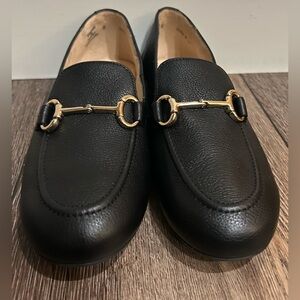 Paul Green Black Loafers with Gold Accents
